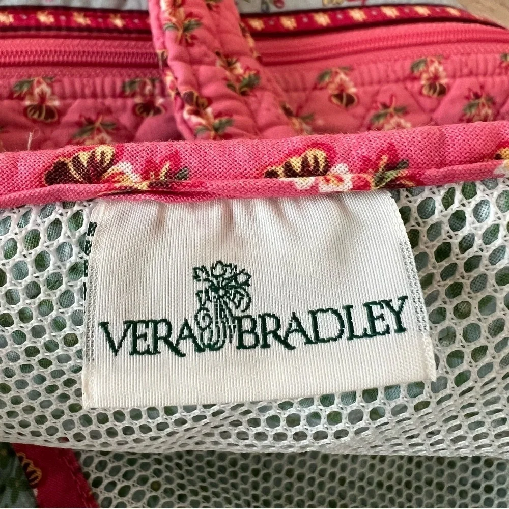 Vintage VERA BRADLEY Pink Pansy 2003 Garment Bag Travel Green Floral Y2K Quilted